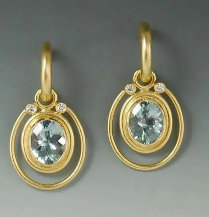 Delicate Gold Color Inlay Rhinestone Dangle Earrings for Women Zinc Alloy Jewelry Gift