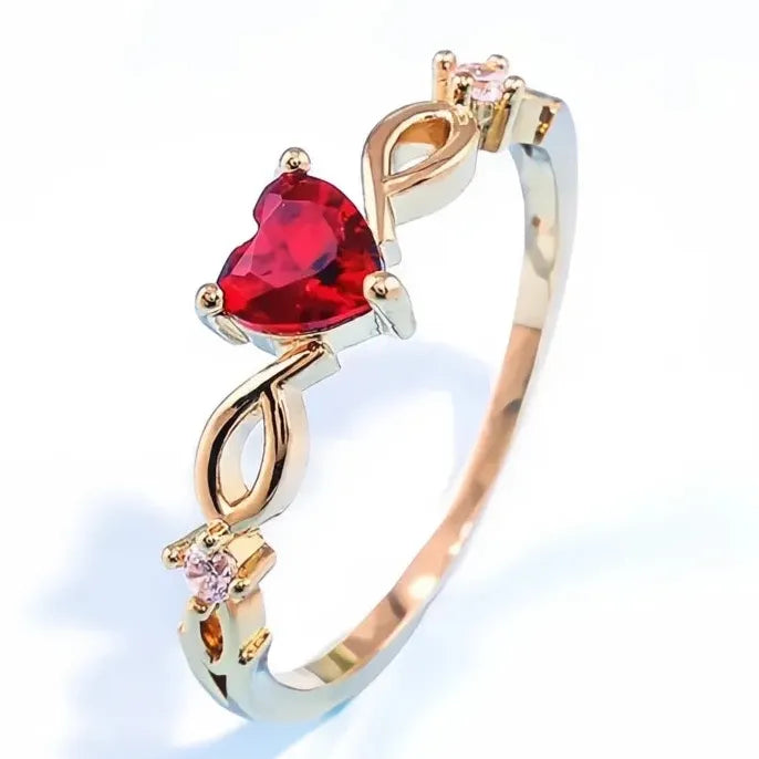 Heart Brass Ring with Cubic Zirconia Geometric Design Fashion Gift for Women