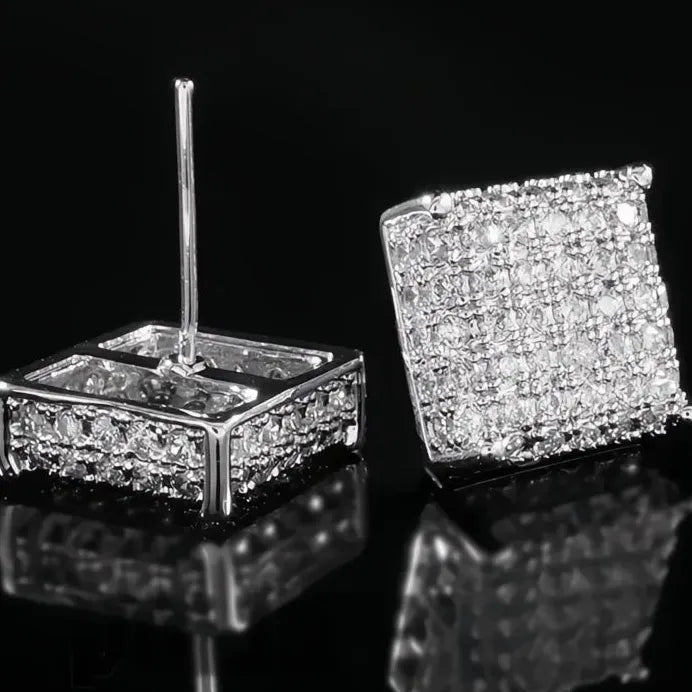 Square Micro Paved Cubic Zirconia Stud Earrings for Women Jewelry