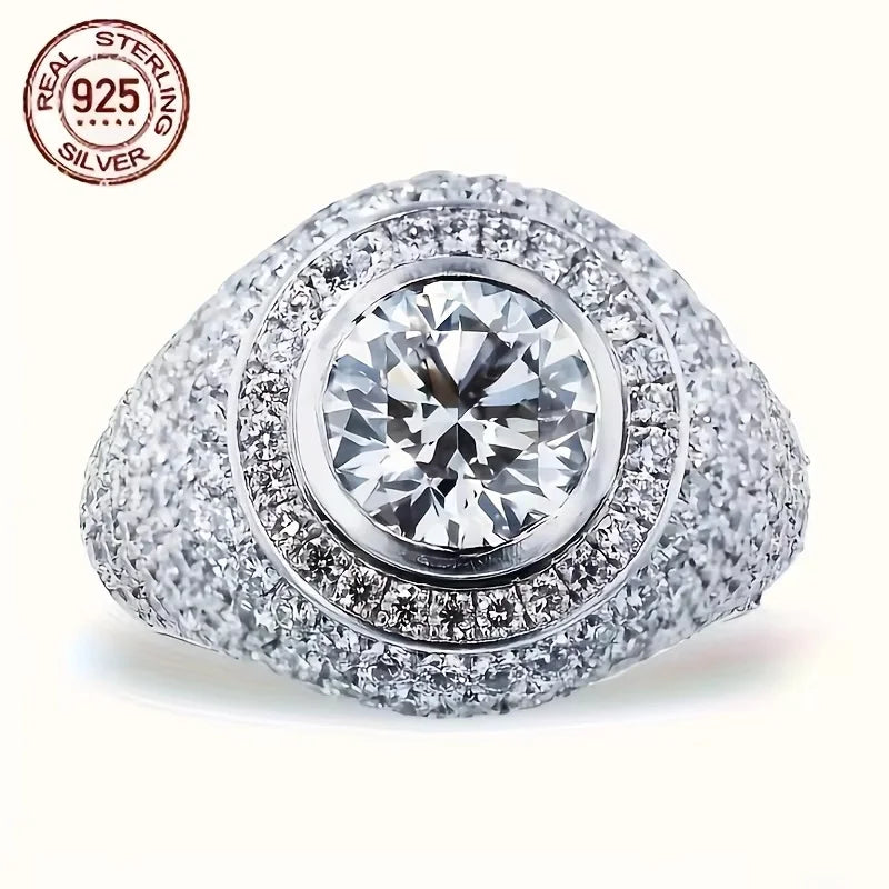 2025 Luxury 925 Sterling Silver Iced Out Pinky Ring for Men – Hip Hop Rapper Style