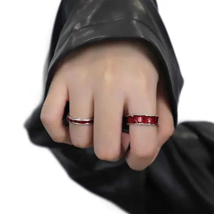 Adjustable Y2K Red Drip Oil Geometric Punk Vintage Cocktail Ring Gift