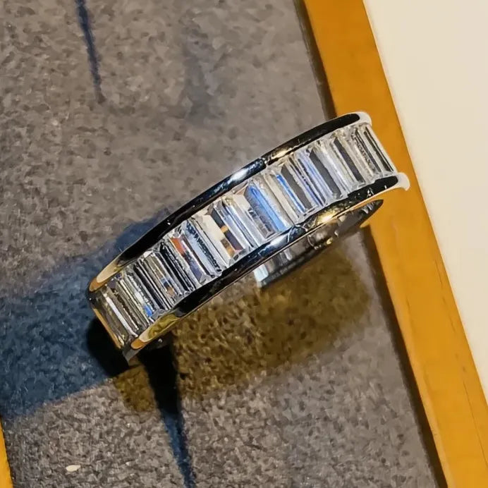 Luxury Women’s Rectangular Cubic Zirconia Eternity Wedding Band Ring