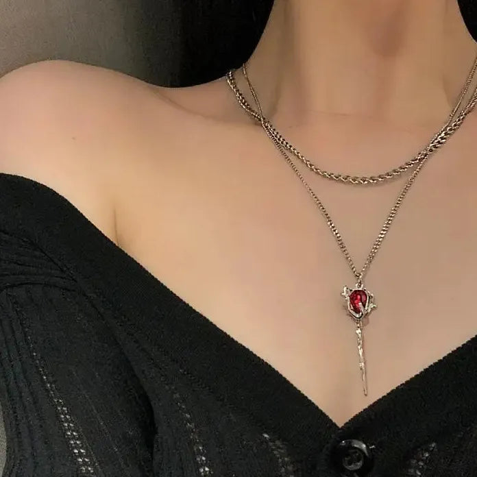 Romantic Gothic Rose Clavicle Chain Necklace Adjustable Plant Pendant Choker for Women