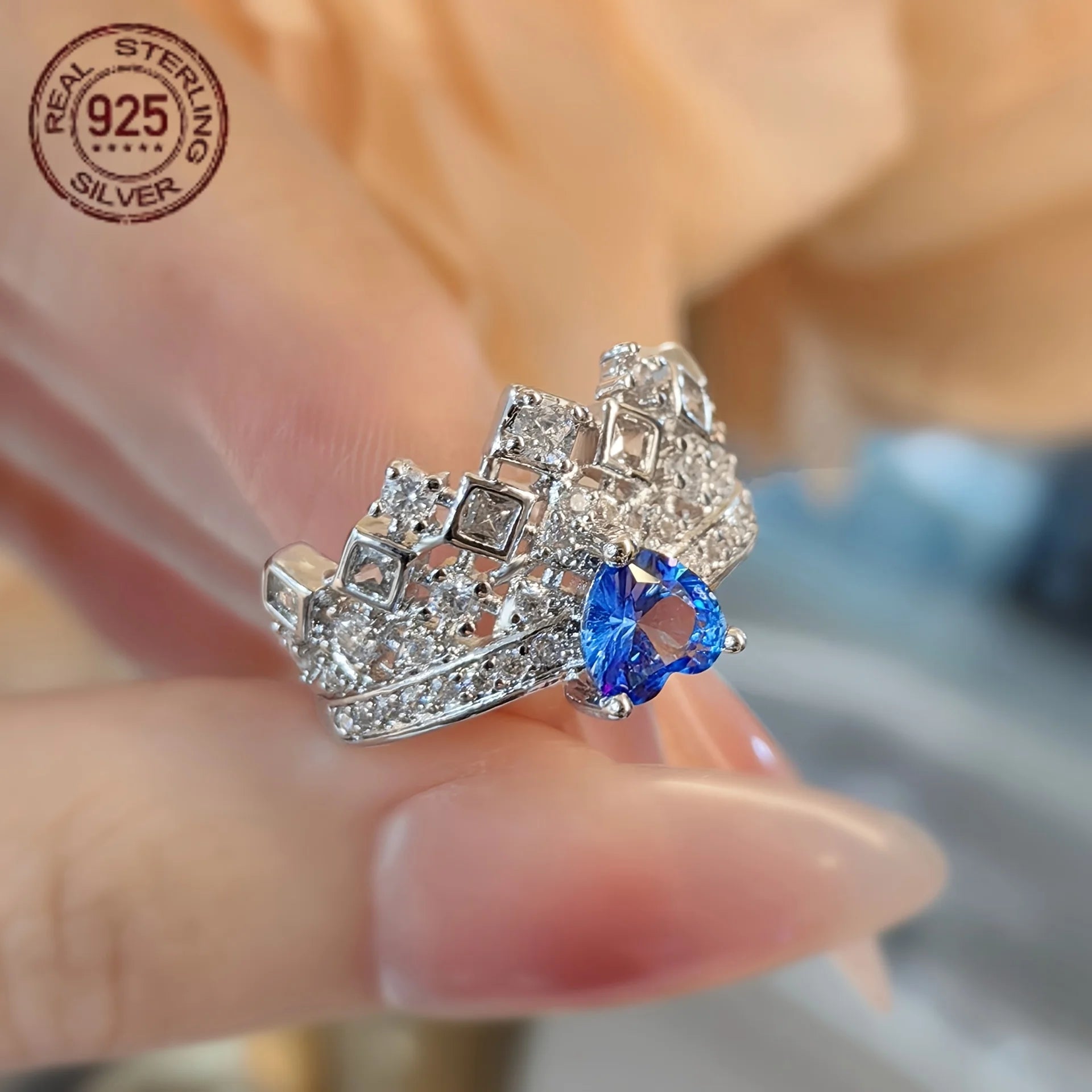 2026 Romantic Love Heart Crown Ring 925 Sterling Silver – White Gold Plated Wedding Ring