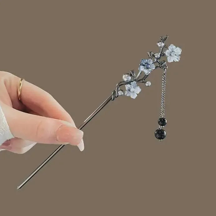 Elegant Double Butterfly Tassel Hairpin for Women Zinc Alloy Hair Clasp