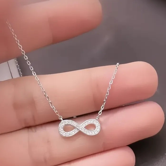 Infinity Pendant Necklace Cubic Zirconia Brass Alloy Wedding Jewelry