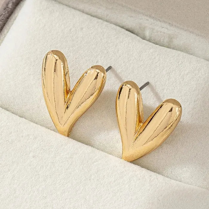 Heart Shape Leopard Print Stud Earrings Metal Fashion Jewelry Gift