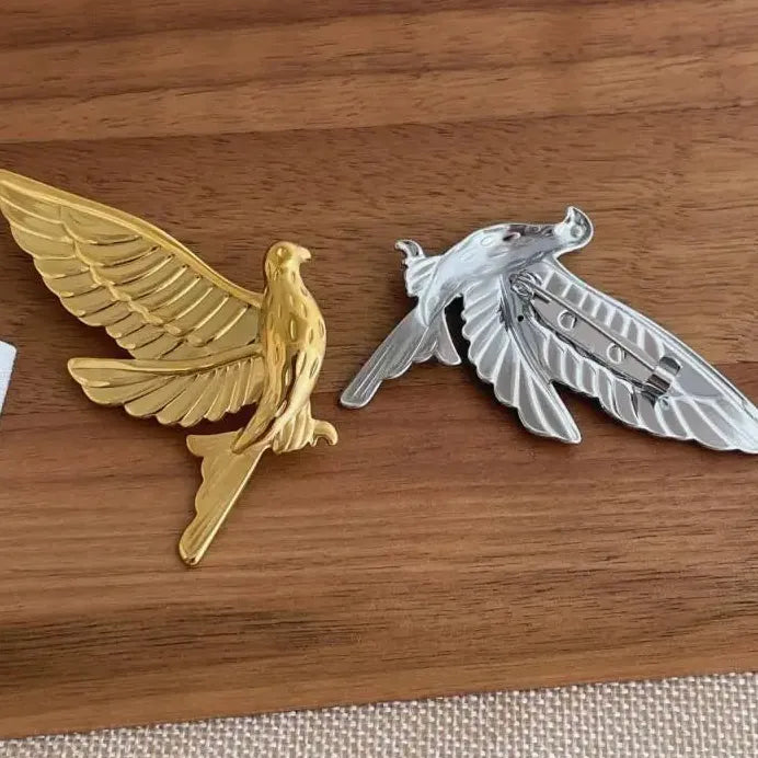 Classic Stainless Steel Peace Dove Brooch Waterproof Jewelry for Women Men