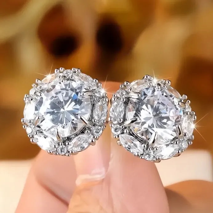 Multicolor Cubic Zirconia Geometric Stud Earrings for Women Wedding Jewelry