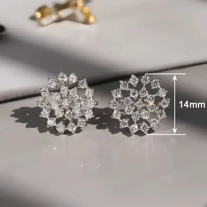 Geometric Cubic Zirconia Stud Earrings for Women in Copper Alloy