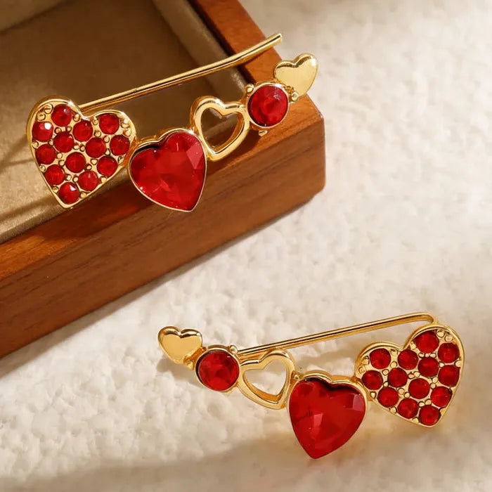 Vintage Heart Zircon Copper Stud Earrings for Women Elegant Casual Gift