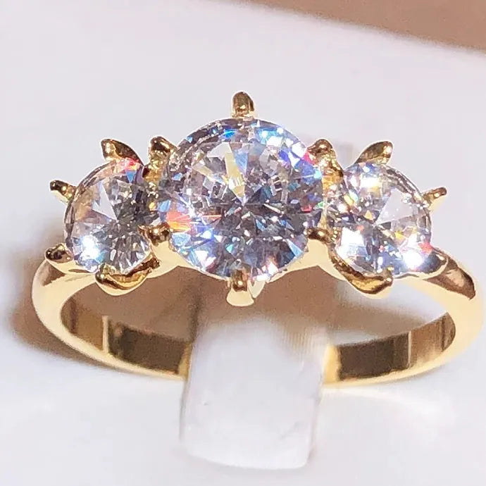 2022 New 18K Gold 925 Stamp White Zirconia Diamond Row Ring for Women