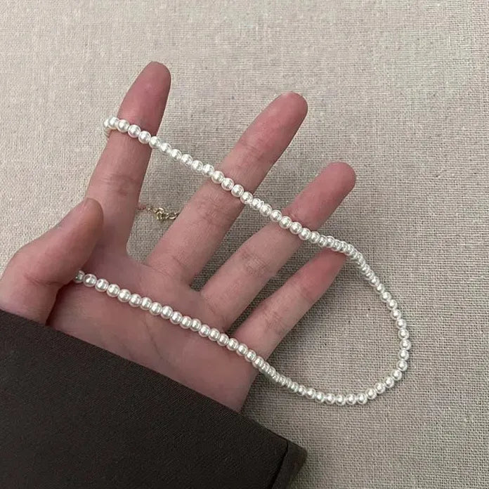 Vintage White Imitation Pearl Chain Choker Necklace for Women Gift Jewelry
