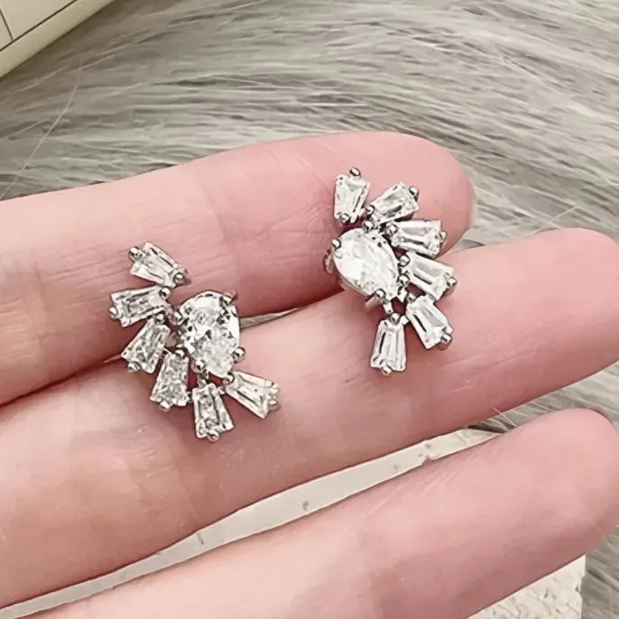 Waterdrop Geometric Cubic Zirconia Brass Stud Earrings for Women Gift
