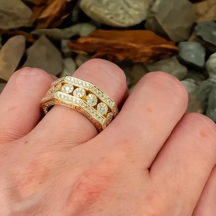 Opulent Gold Color Cubic Zirconia Geometric Engagement Ring for Women
