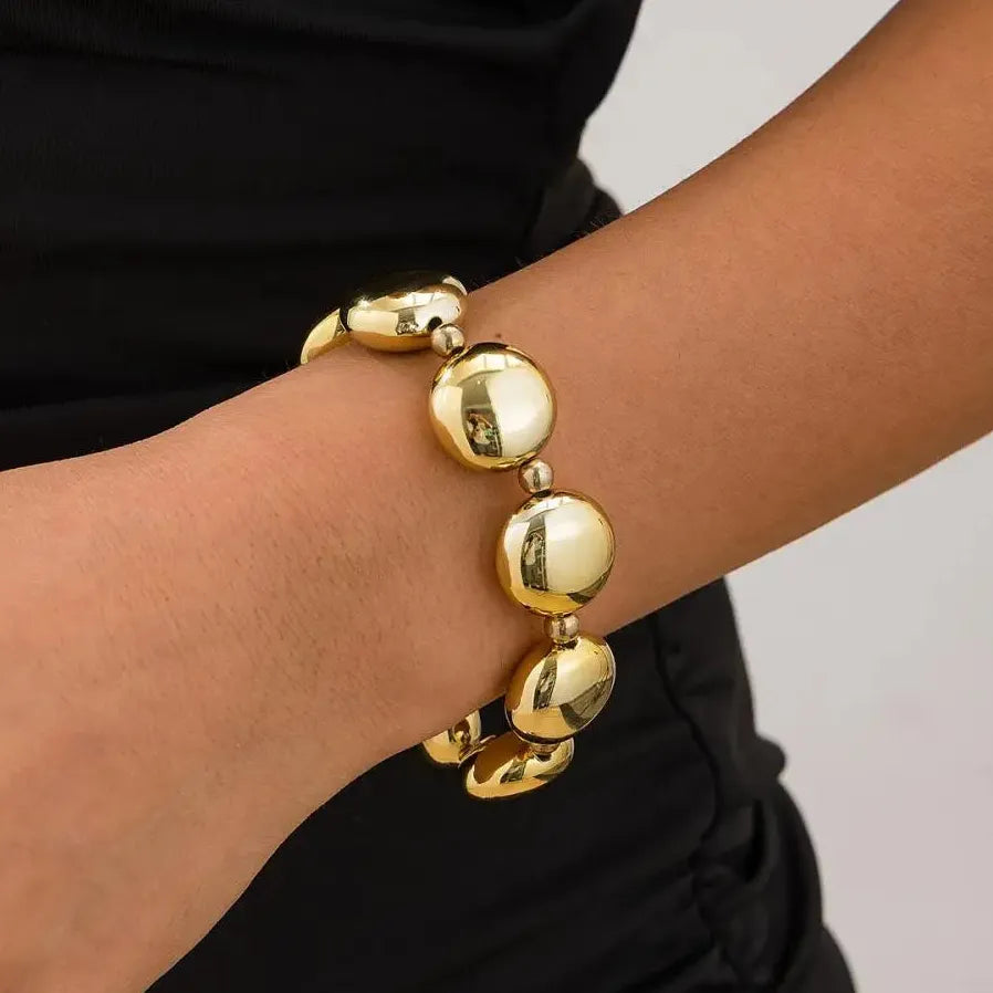 Vintage Geometric CCB Bead Bracelet for Women Elastic Punk Charm Bangle Gift Jewelry