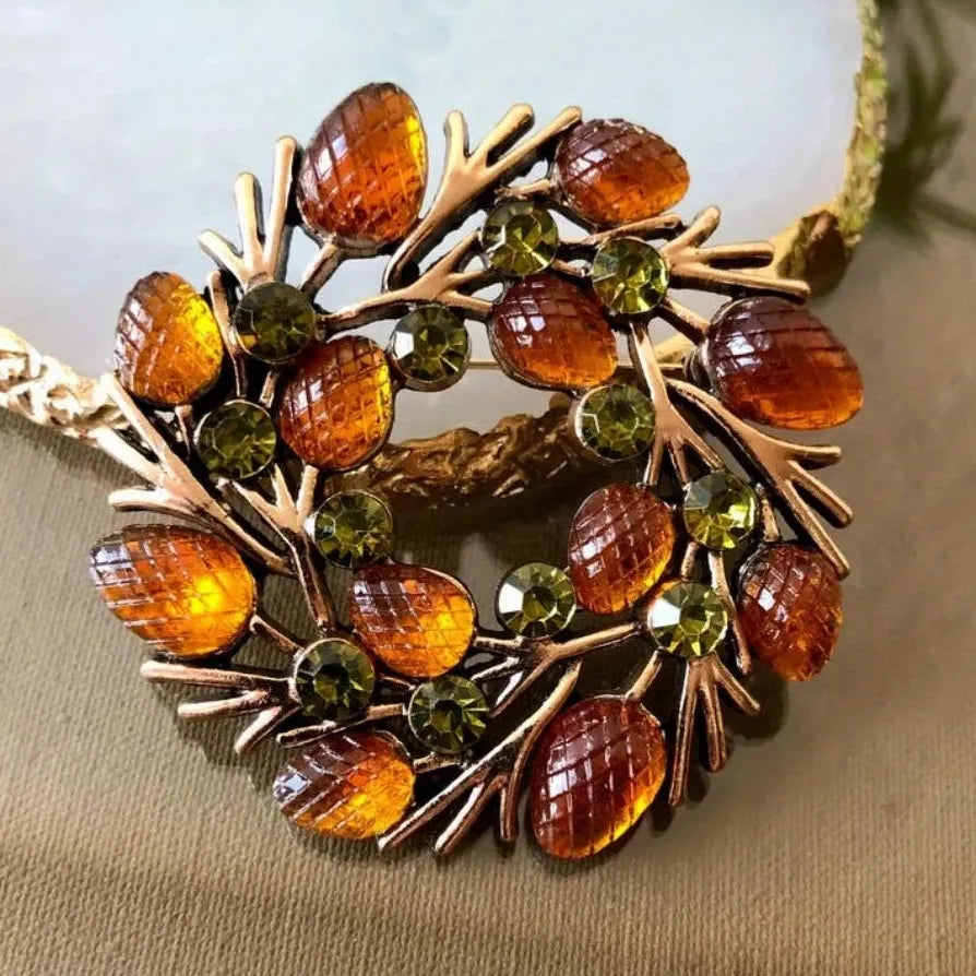 Classic Pinecone Berry Brooch Pin Elegant Gift for Women