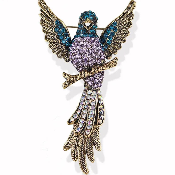 Retro Full Diamond Eagle Brooch Animal Pin Stylish Accessory for Men & Women