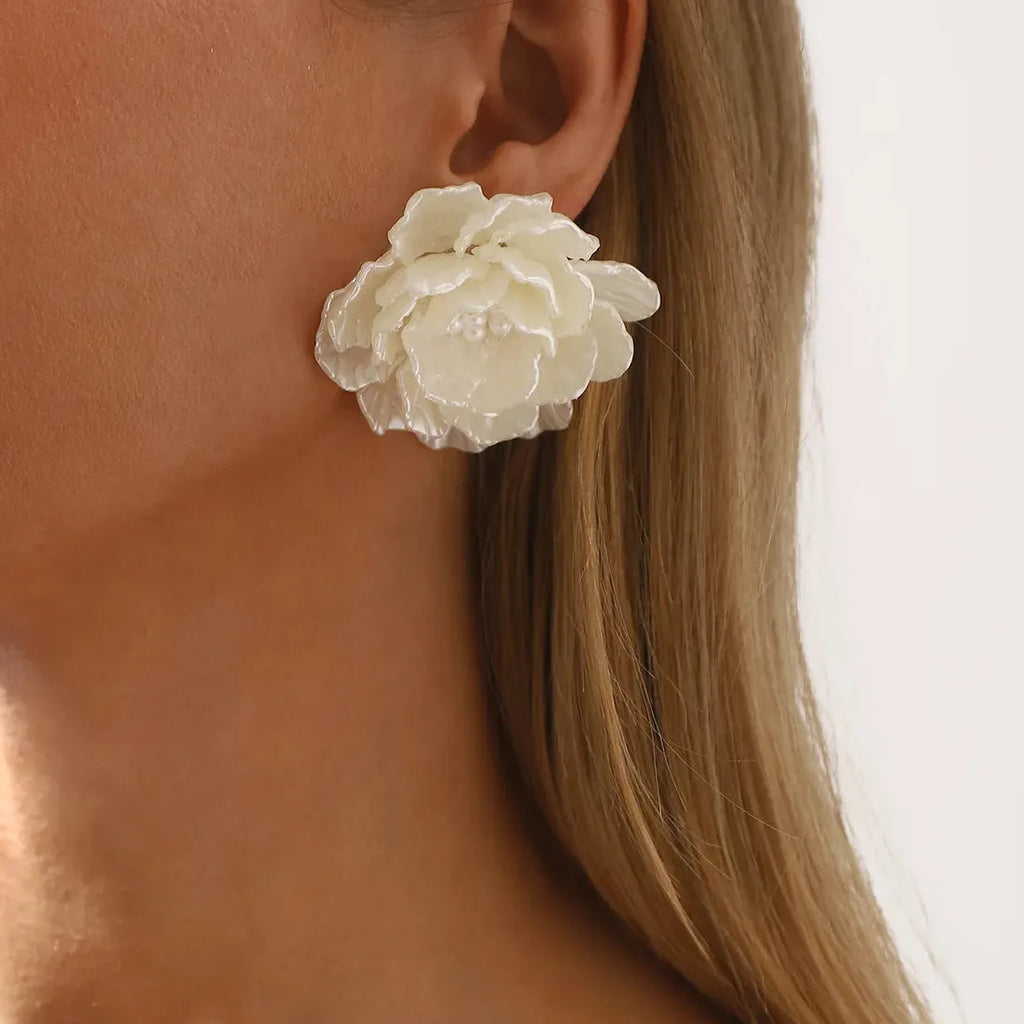 Multi-Layer Imitation Pearl Flower Stud Earrings for Women Party Jewelry