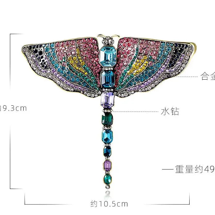 Water Diamond Dragonfly Brooch Rhinestone Pin Vintage Style for Women