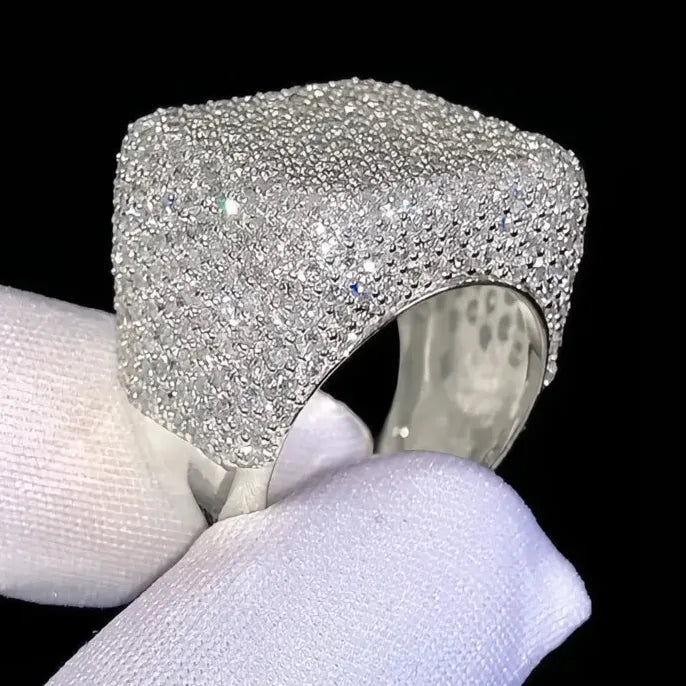 Square Shaped Women’s Ring with Shining Cubic Zirconia Brass Cocktail Jewelry Gift
