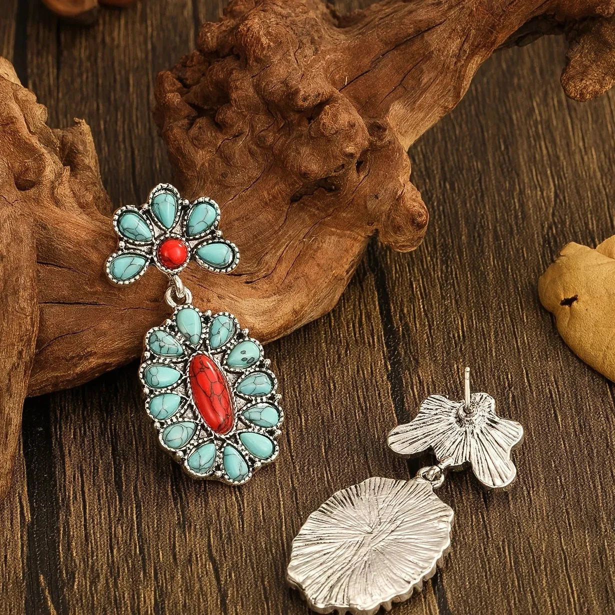 Vintage Elegant Flower Silver Zircon Hook Earrings for Women Ethnic Party Jewelry Gifts
