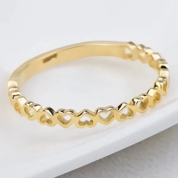 Hollow Hearts Geometric Zinc Alloy Ring for Women Fashion Jewelry Gift 4 Colors