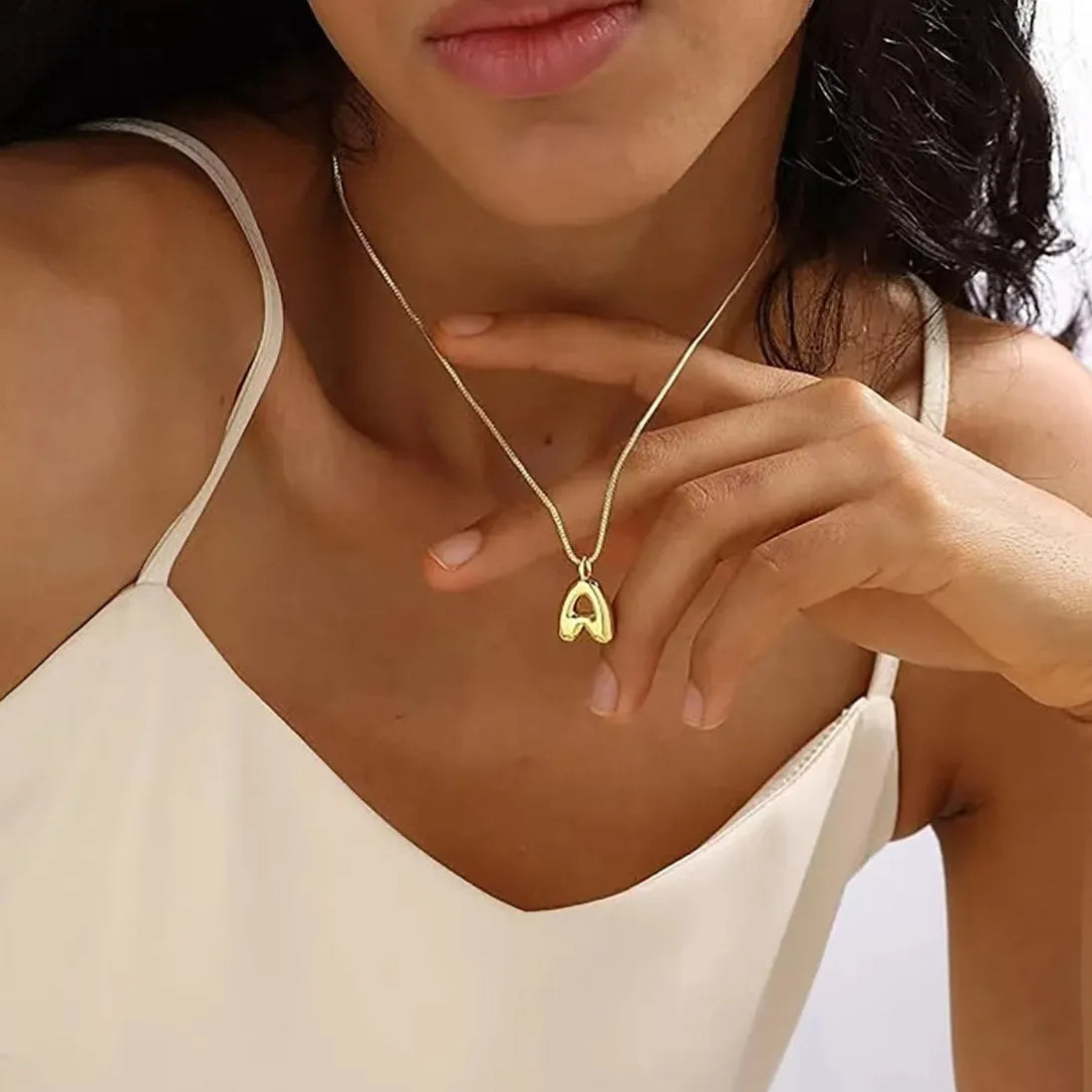 18k Gold Plated Stainless Steel Alphabet Initial Pendant Necklace A-Z for Women