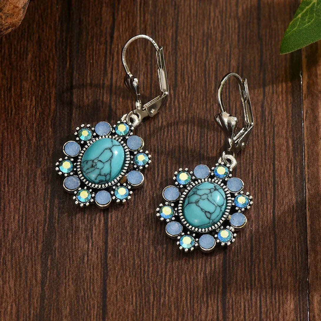 Elegant Imitation Crystal Geometric Drop Earrings Copper Metal Women's Jewelry Gift