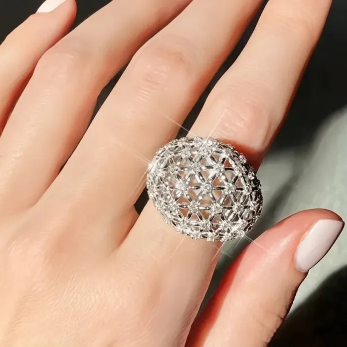 Luxury Women's Geometric Cubic Zirconia Wedding & Party Ring