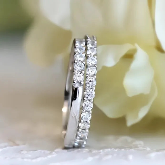 Elegant Cubic Zirconia Bridal Wedding Rings Set for Women
