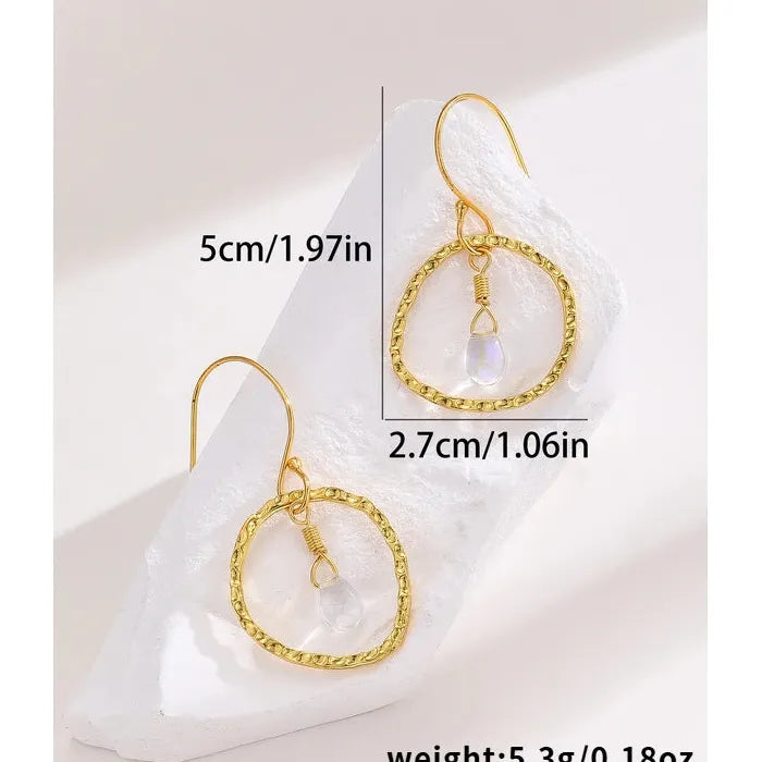 Irregular Circular Geometric Crystal Pendant Drop Earrings for Women Gold Party Jewelry