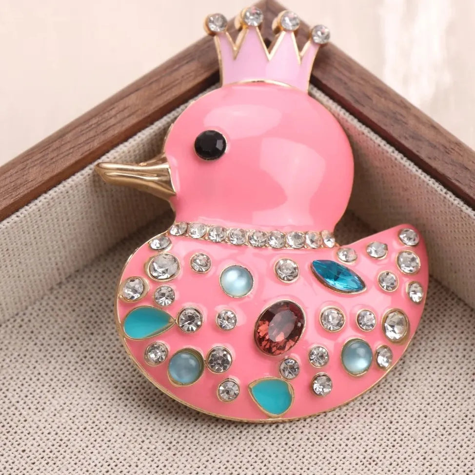 Luxury Crown Duck Brooch Wedding Gift for Women Elegant Classic Style