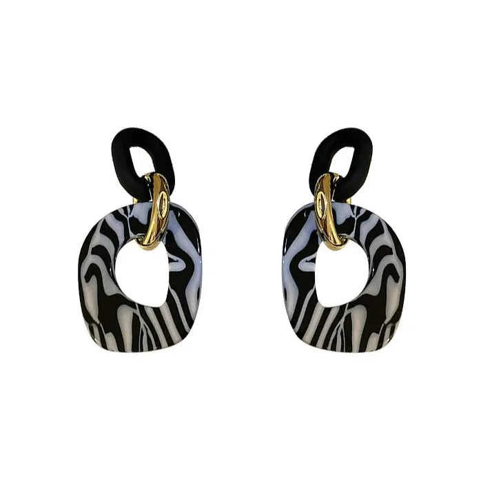 Exaggerated Zebra Pattern Acrylic Geometric Square Drop Earrings for Women Fashion Jewelry