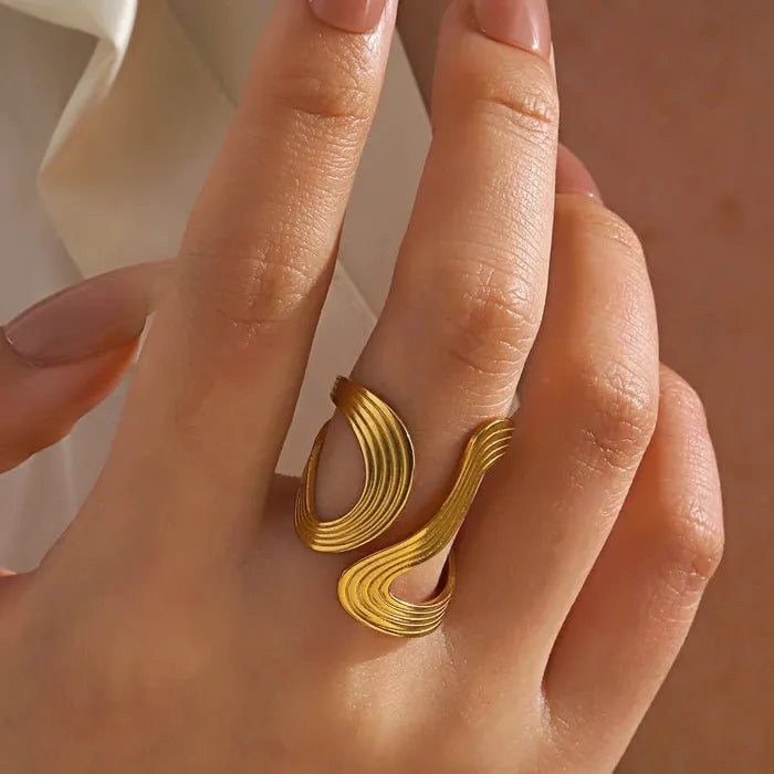 Adjustable Stainless Steel Geometric Knot Open Ring Set for Women Vintage Jewelry Gift