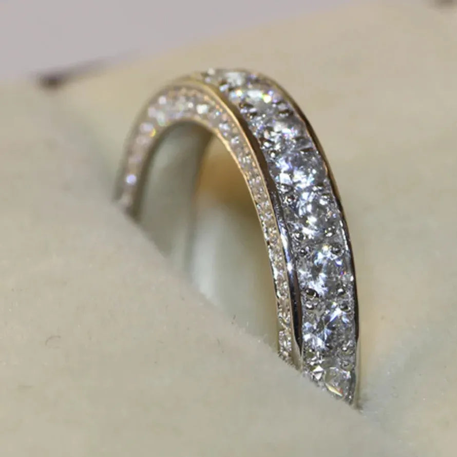 Women’s Zinc Alloy Wedding Party Ring Dazzling Cubic Zircon Anniversary Gift