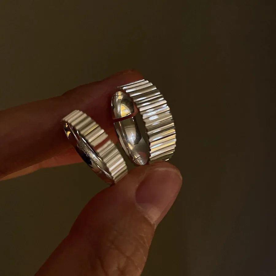 Stainless Steel Gear Ring for Women Couples Trendy Luxury Open Band Jewelry