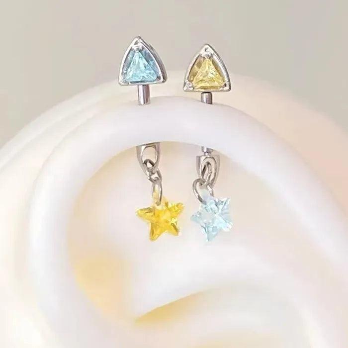 Zinc Alloy Star Cat Ear Stud Earrings for Women Cute Versatile Gift