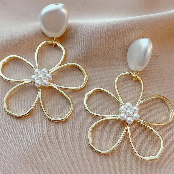 Pearl Flower Drop Earrings for Women Fashion Trend 2022 Nature-Inspired Jewelry