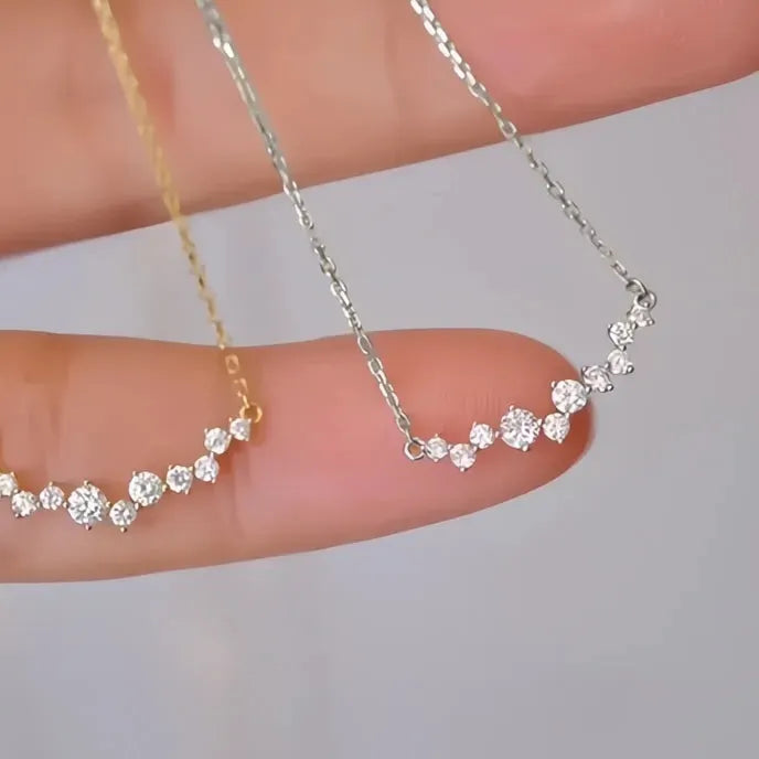 Trendy Pendant Necklace for Women with Shiny Cubic Zirconia Wedding Band Charm Jewelry
