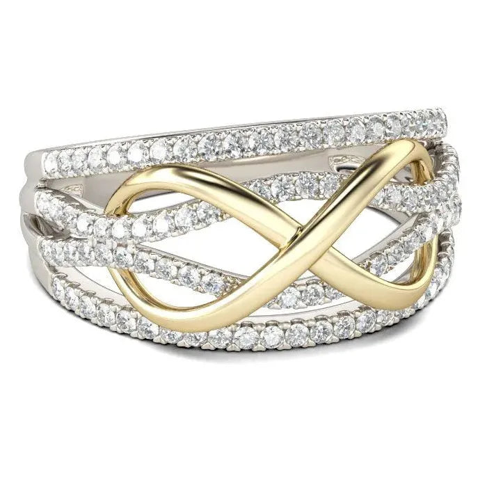 Infinite Love Heart-Shaped Ring Zinc Alloy Ladies Two-Color Wedding Engagement