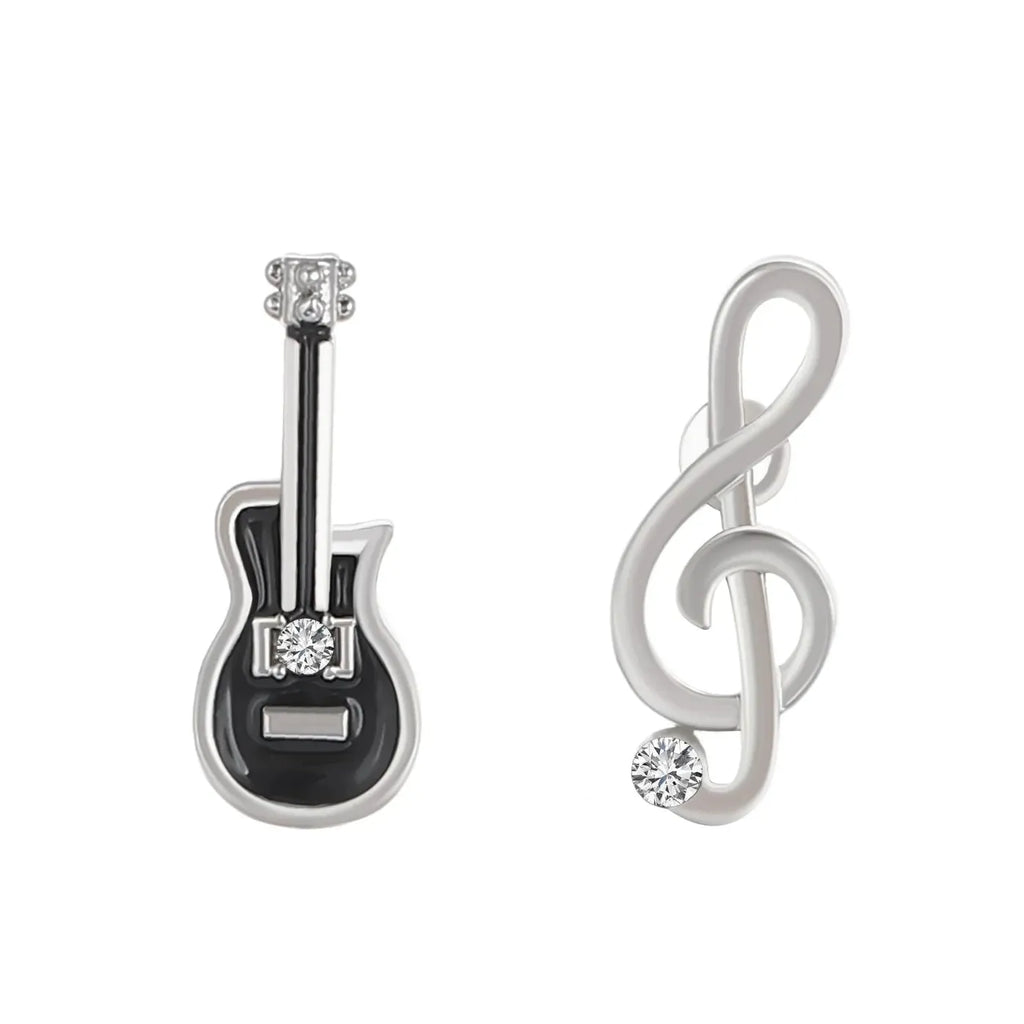 Simple Asymmetric Guitar Note Stud Earrings for Women Girls Gift Jewelry