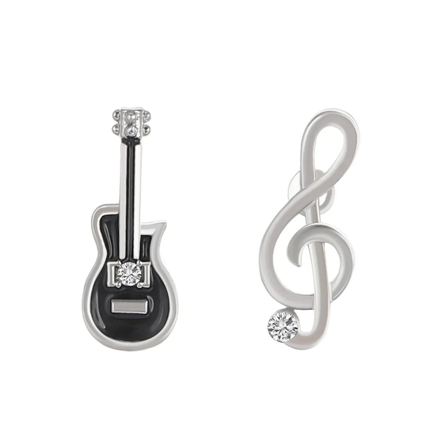 Simple Asymmetric Guitar Note Stud Earrings for Women Girls Gift Jewelry