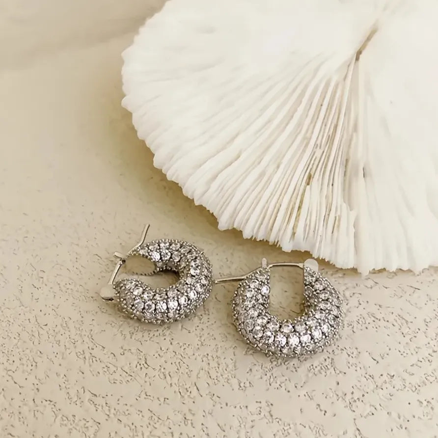Luxury Small & Large Hoop Earrings for Women Copper Alloy CZ Silver Gold