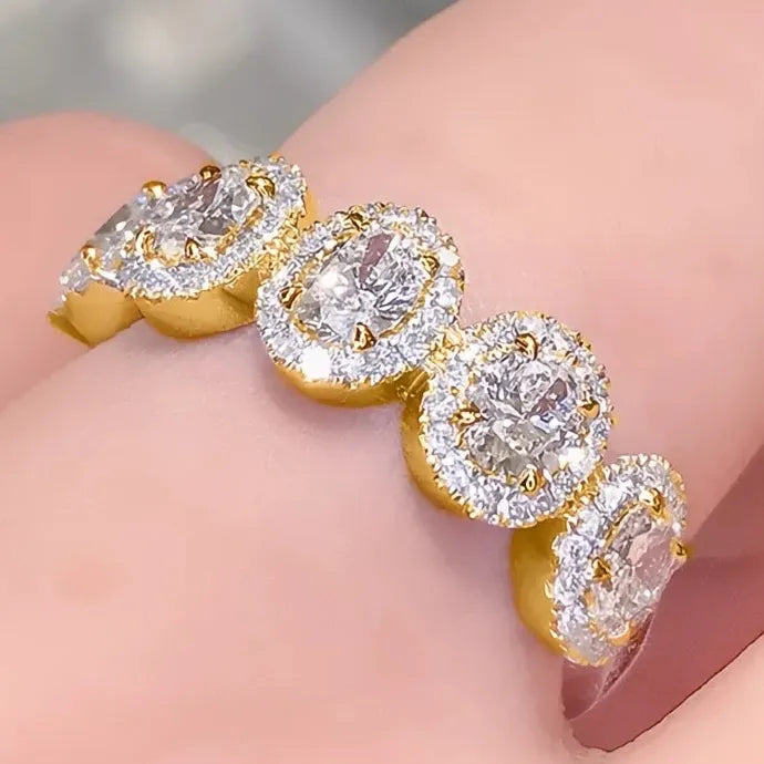 Luxury Oval Cubic Zirconia Brass Women’s Fashion Party Wedding Ring