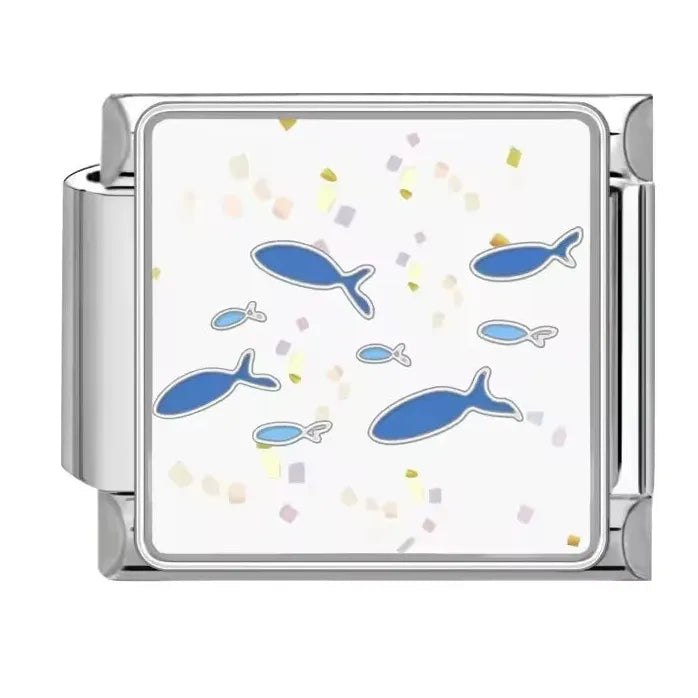 Ocean Series 18k Gold Plated Stainless Steel Charm Bracelet Unisex Dolphin Shark Sailboat
