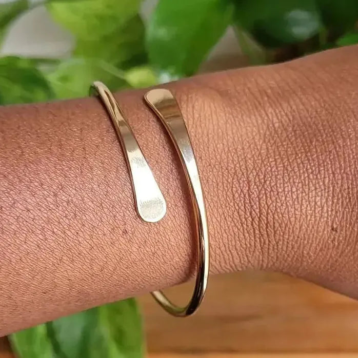 Punk Gold Color Adjustable Cuff Bracelet for Men Women Trendy Jewelry