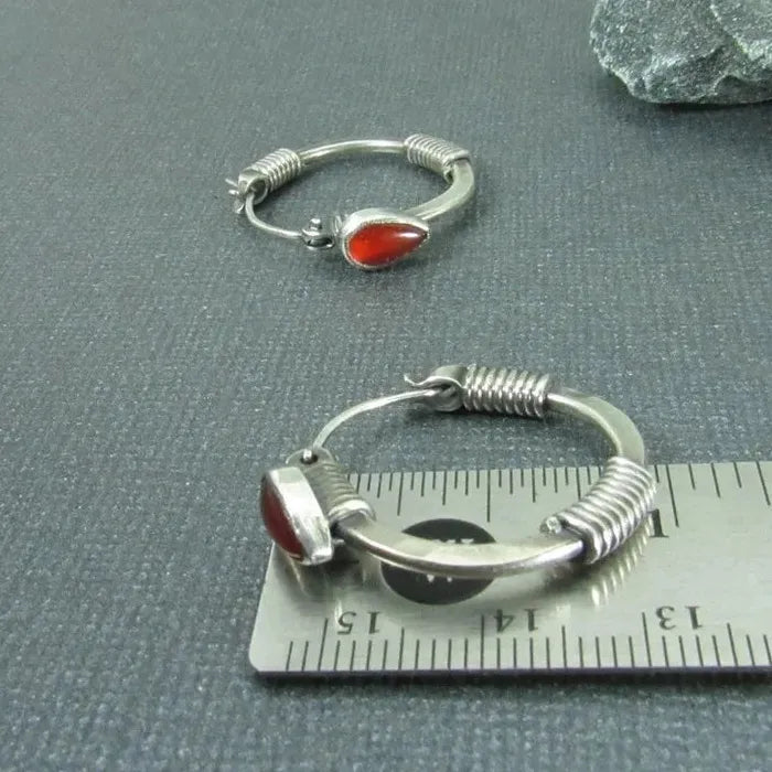 Ethnic Redstone Carving Pattern Zinc Alloy Ring Earrings Vintage Jewelry Women Banquet