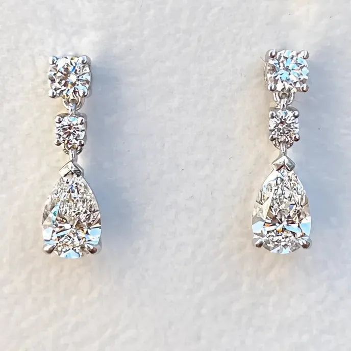 Elegant Women's Geometric Drop Earrings Copper Alloy Cubic Zirconia Fashion Jewelry