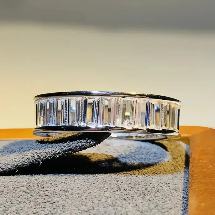Luxury Women’s Rectangular Cubic Zirconia Eternity Wedding Band Ring